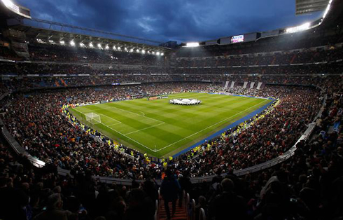 Fully packed stadium at the Santiago Bernabéu, for a Champions League night game