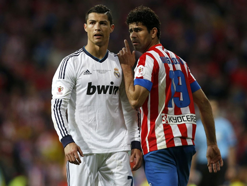 Cristiano Ronaldo and Diego Costa in a Cup final between Real Madrid and Atletico Madrid, in 2013