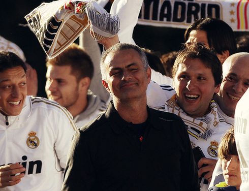 José Mourinho smiling in Real Madrid party and celebrations