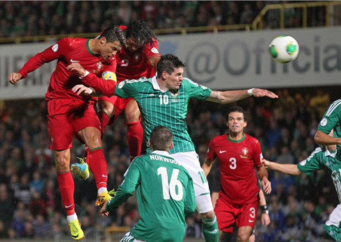Cristiano Ronaldo powerful header goal, in Northern Ireland vs Portugal