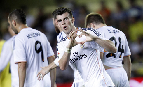 Gareth Bale trademark heart gesture celebration, in Real Madrid 2013-2014
