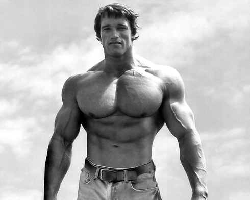 Arnold Schwarzenegger on the best shape of his life, with huge chest and arms
