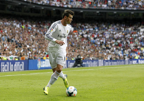 Gareth Bale playing for Real Madrid, in 2013-2014