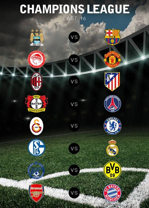 Champions League round of 16 draw match-ups