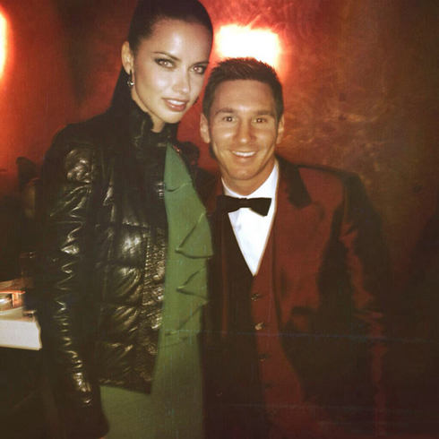 Adriana Lima and Lionel Messi, at the FIFA Ballon d'Or 2013 gala