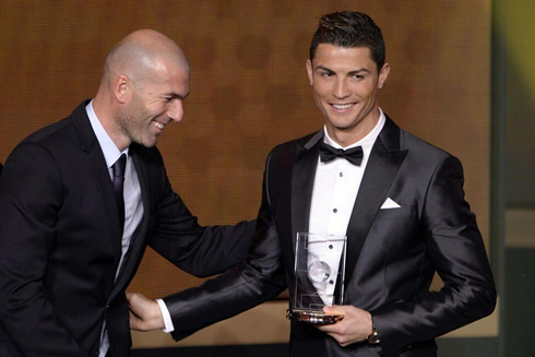 Cristiano Ronaldo and Zinedine Zidane at the FIFA Ballon d'Or 2013