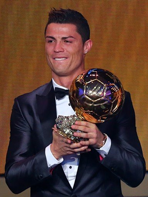 Cristiano Ronaldo breaking down in tears when speaking to the audience at the FIFA Ballon d'Or 2013