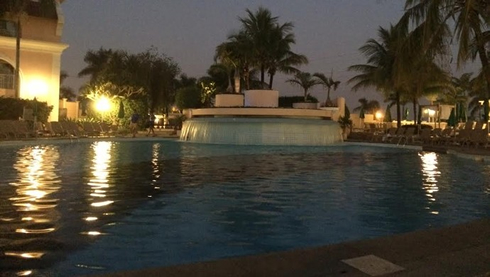The Royal Palm Plaza Resort Hotel pool at night