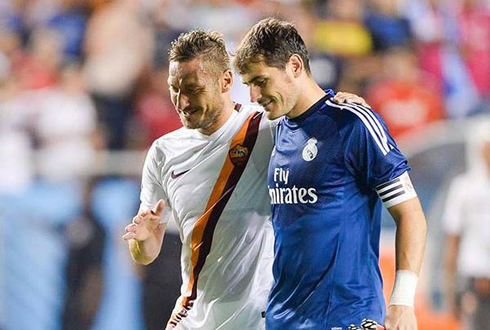 Francesco Totti and Iker Casillas in 2014