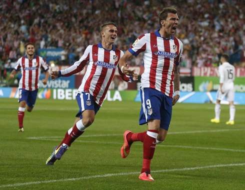 Mario Mandzukic goal celebration in Atletico Madrid 1-0 Real Madrid