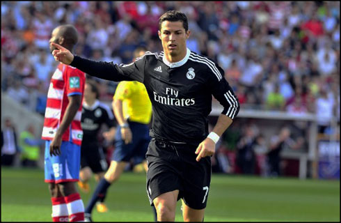 Cristiano Ronaldo after scoring the opener in Granada vs Real Madrid