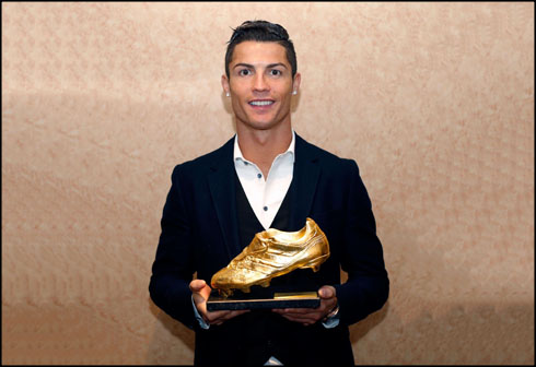 Cristiano Ronaldo, the European Golden Shoe Boot award winner, in 2014