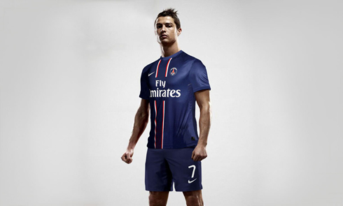 Cristiano Ronaldo in a PSG shirt