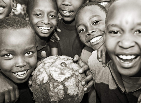 African children with a football