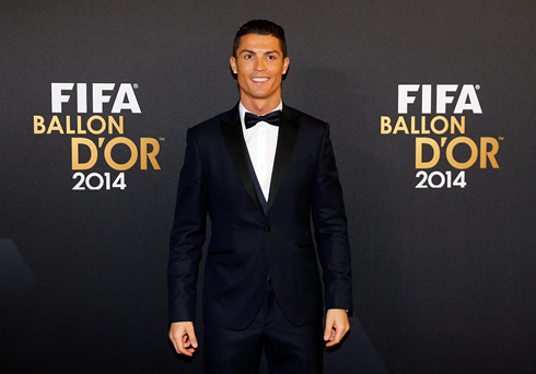 Cristiano Ronaldo suited up in a smoking tuxedo for the 2014 FIFA Ballon d'Or gala