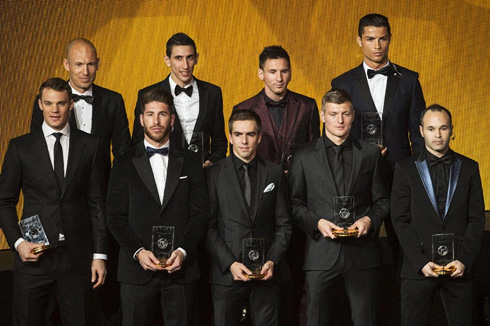 The 2014 FIFA FIFPro World XI, lined up
