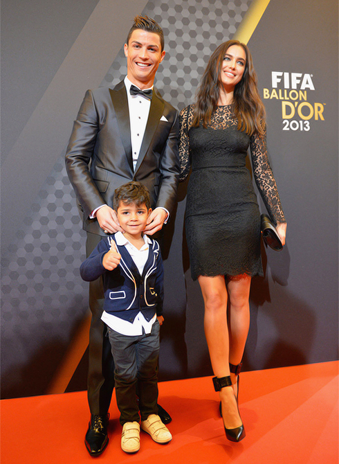 Cristiano Ronaldo with Irina Shayk and Cristiano Jr, at the 2013 FIFA Ballon d'Or gala