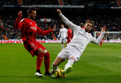 Sergio Ramos tackle in Real Madrid vs Sevilla