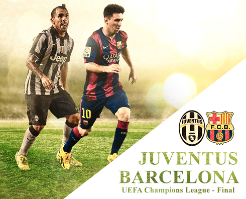UEFA Champions League final 2015 poster, Tevez vs Messi