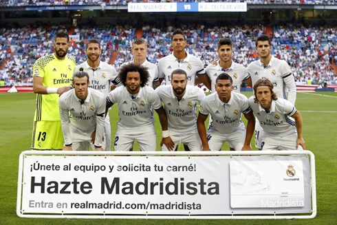 Real Madrid starting eleven vs Celta de Vigo in La Liga 2016-17