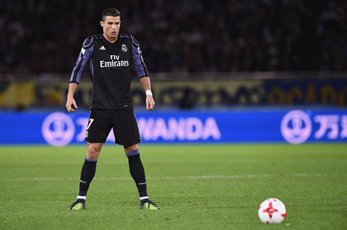 Cristiano Ronaldo inhaling before taking a free-kick