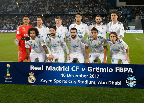 Real Madrid starting eleven vs Gremio, in the FIFA Club World Cup in 2017