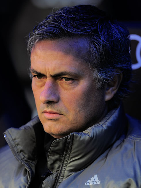 José Mourinho, Real Madrid coach in 2011-2012, in a grey jacket and with grey hair