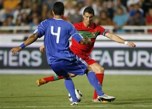 Cristiano Ronaldo shooting against Cyprus