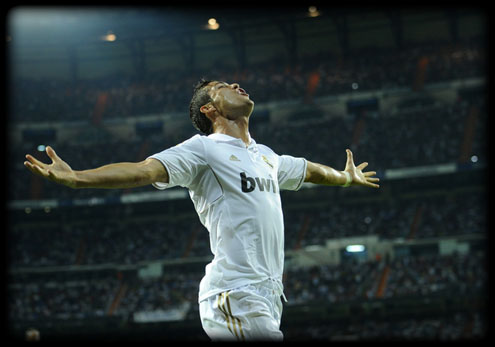 Cristiano Ronaldo celebrating after scoring in La Liga against Getafe
