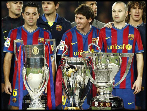 Lionel Messi, Xavi and Iniesta in Barcelona 2011-2012