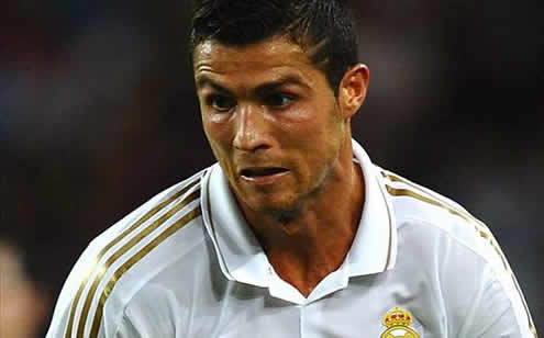 Cristiano Ronaldo in a great effort while playing for Real Madrid in 2011-2012