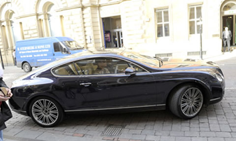 Cristiano Ronaldo in his car, a Bentley GT Speed