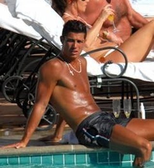 Cristiano Ronaldo fashion chilling in a swimming pool