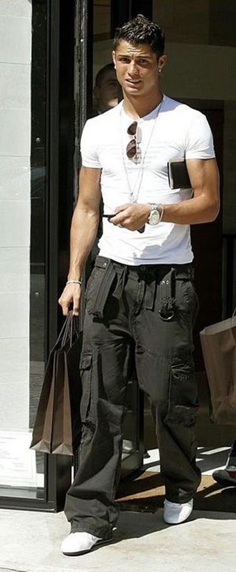 Cristiano Ronaldo fashion leaving a shopping in white t-shirt