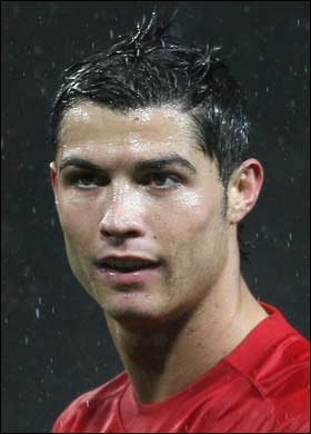 Cristiano Ronaldo haircut, with hair in rain