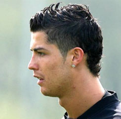 Cristiano Ronaldo haircut, with hair pulled up with gel