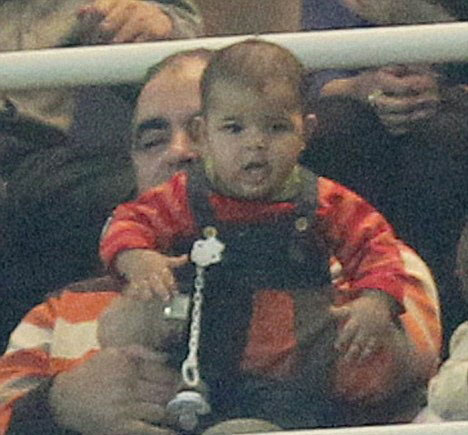 Cristiano Ronaldo Junior in the stadium, watching his father playing