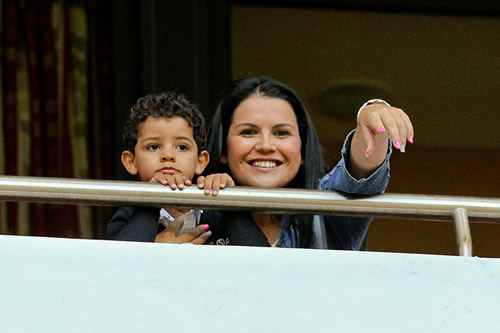 Cristiano Ronaldo Jr with his aunt at the stadium