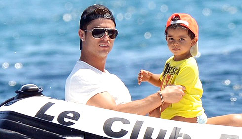 Cristiano Ronaldo and his son, Cristiano Ronaldo Jr. (Junior), during the summer of 2012