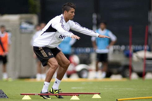 Cristiano Ronaldo working on his balance levels