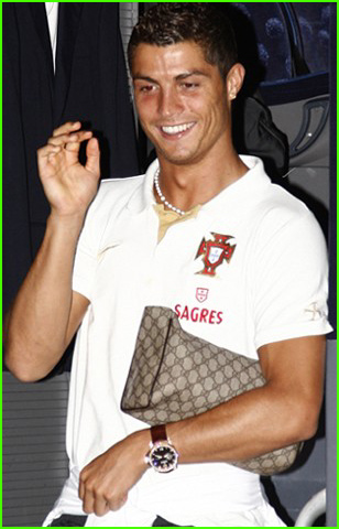 Cristiano Ronaldo in a pink gay shirt