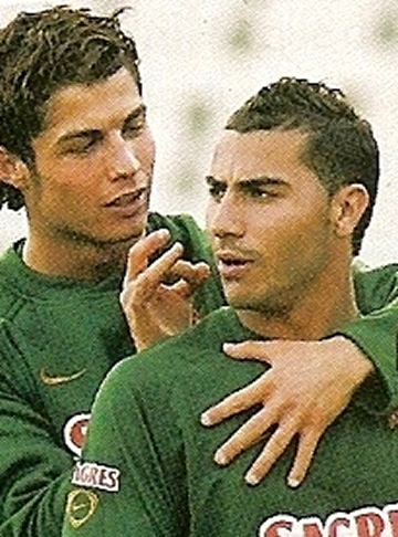 Cristiano Ronaldo playing and joking with Ricardo Quaresma