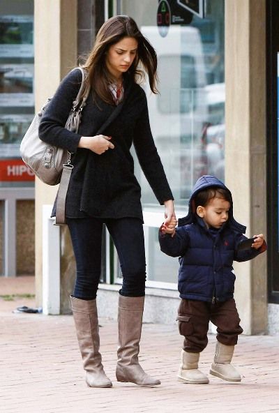 Kaká's girlfriend and wife, Caroline Celico, with her son