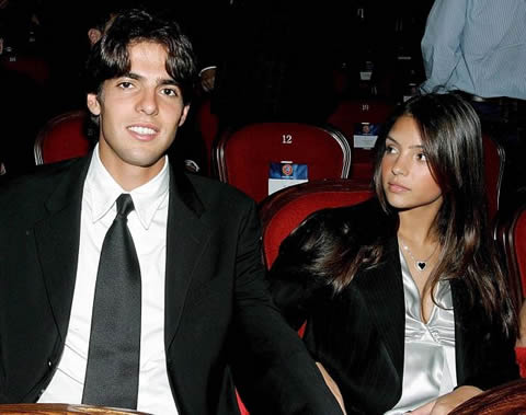 Kaká with his girlfriend and wife, Caroline Celico