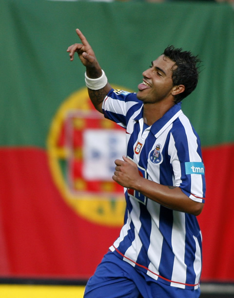 Quaresma puts his tongue out when celebrating a goal for F.C. Porto
