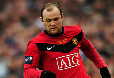 Wayne Rooney playing for Manchester United in 2010-2011
