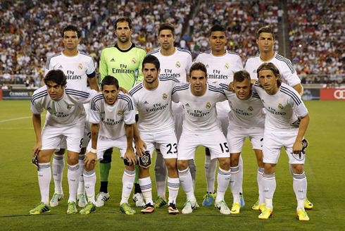 Real Madrid line-up ahead of the match against the LA Galaxy, in 2013-2014