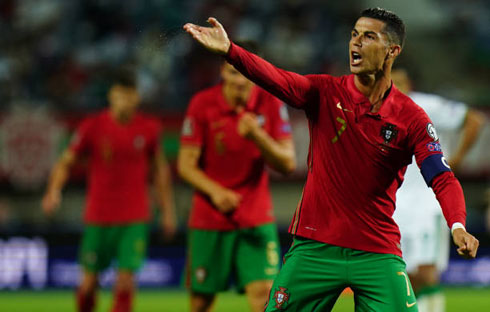 Cristiano Ronaldo makes gesture during Portugal 2-1 Ireland