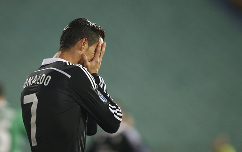 Cristiano Ronaldo crying during a Real Madrid Champions League match