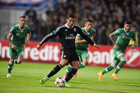 Cristiano Ronaldo taking a penalty-kick in Ludogores Razgrad vs Real Madrid, for the UEFA Champions League 2014-2015